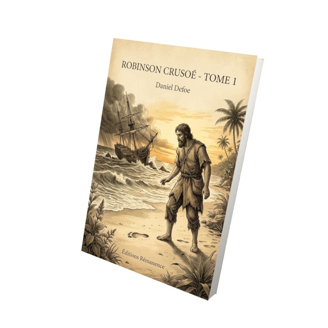 Livre Robinson Crusoé - Tome 1 par Daniel Defoe - Vue 3D - Editions Remanence