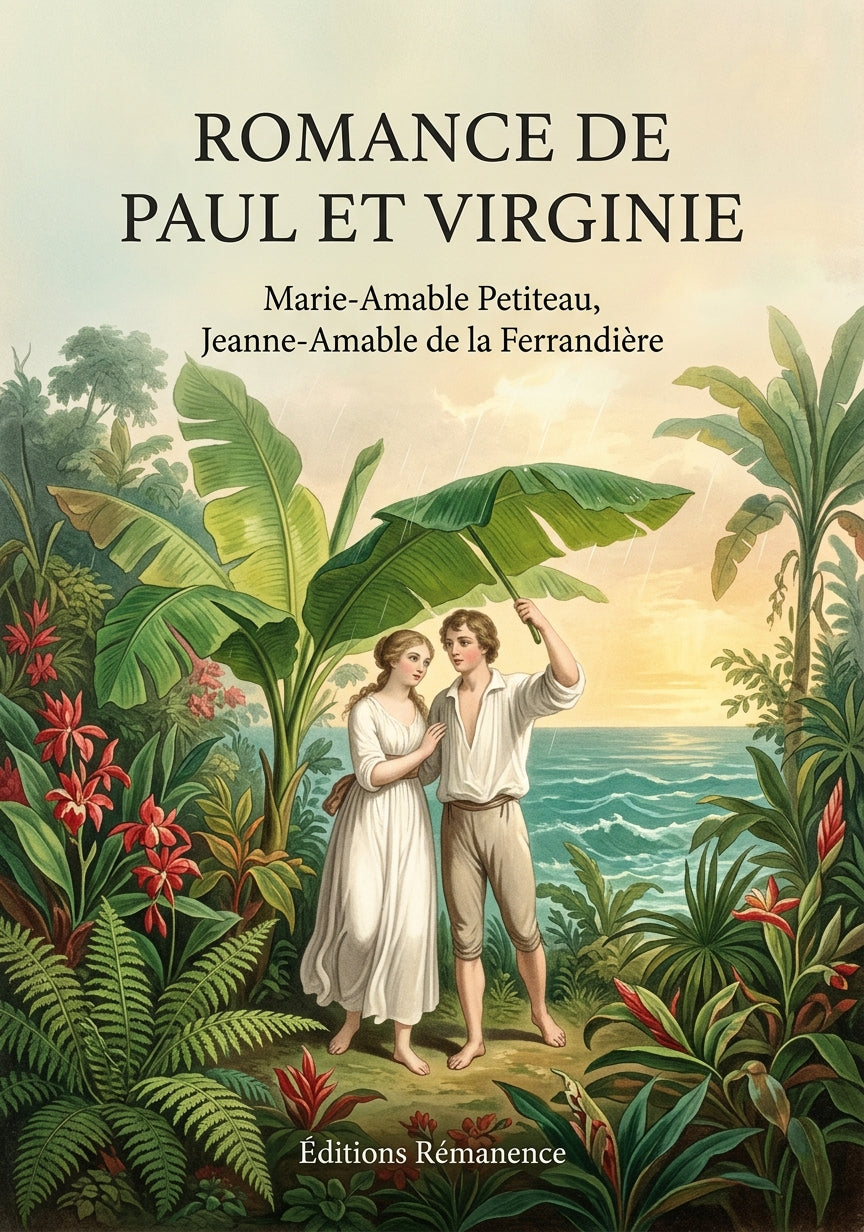 Livre Romance de Paul et Virginie par Marie-Amable Petiteau, Jeanne-Amable de la Ferrandière - Couverture - Editions Remanence