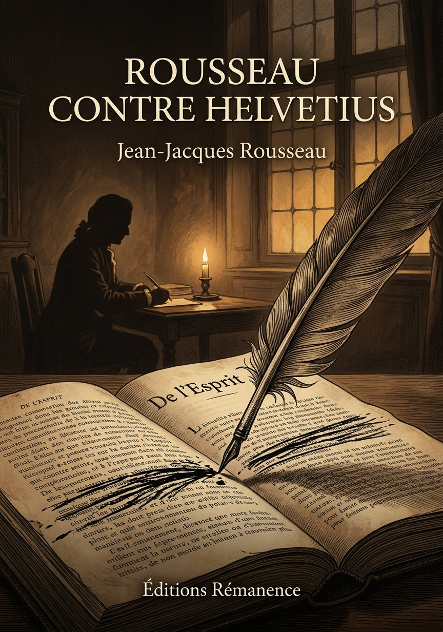 Livre Rousseau contre Helvetius par Jean-Jacques Rousseau - Couverture - Editions Remanence