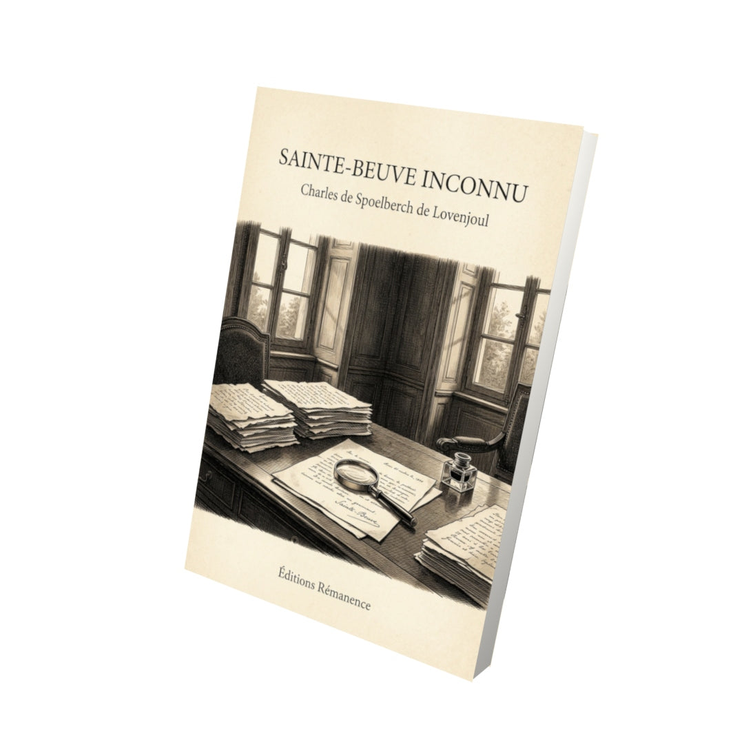 Livre Sainte-Beuve inconnu par Charles de Spoelberch de Lovenjoul - Vue 3D - Editions Remanence