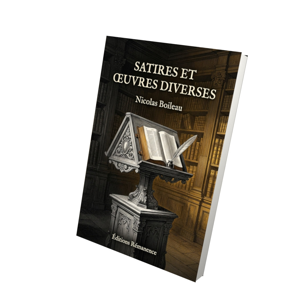 Livre Satires et œuvres diverses par Nicolas Boileau - Vue 3D - Editions Remanence