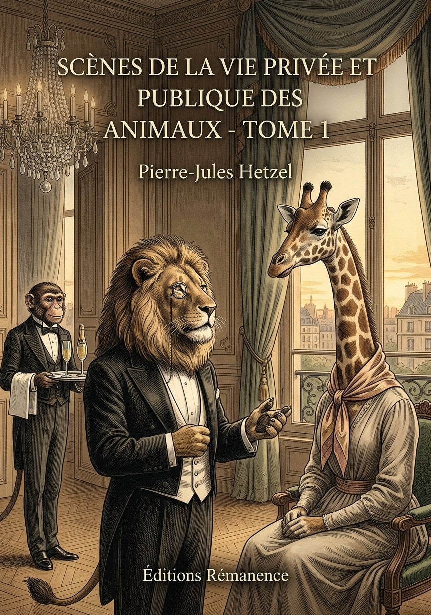Livre Scènes de la vie privée et publique des animaux - Tome 1 par Pierre-Jules Hetzel - Couverture - Editions Remanence