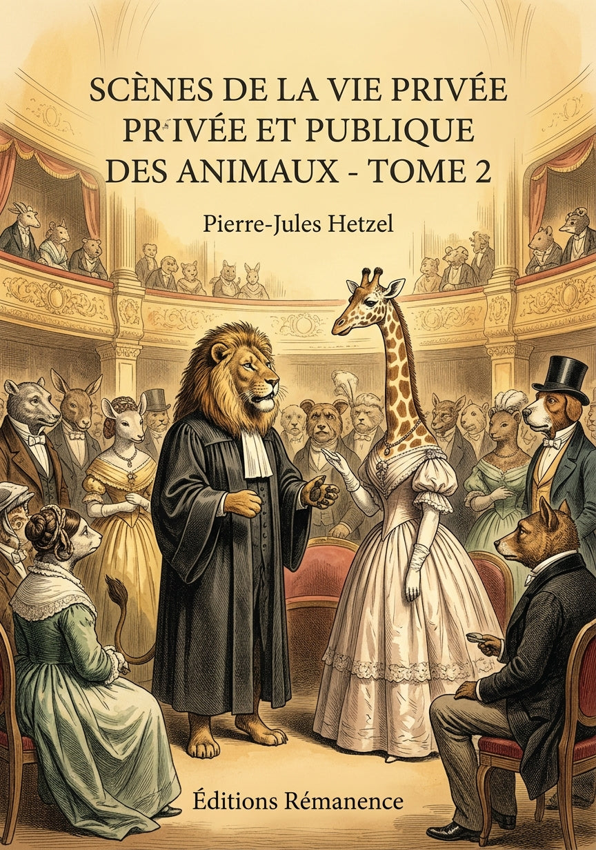 Livre Scènes de la vie privée et publique des animaux - Tome 2 par Pierre-Jules Hetzel - Couverture - Editions Remanence