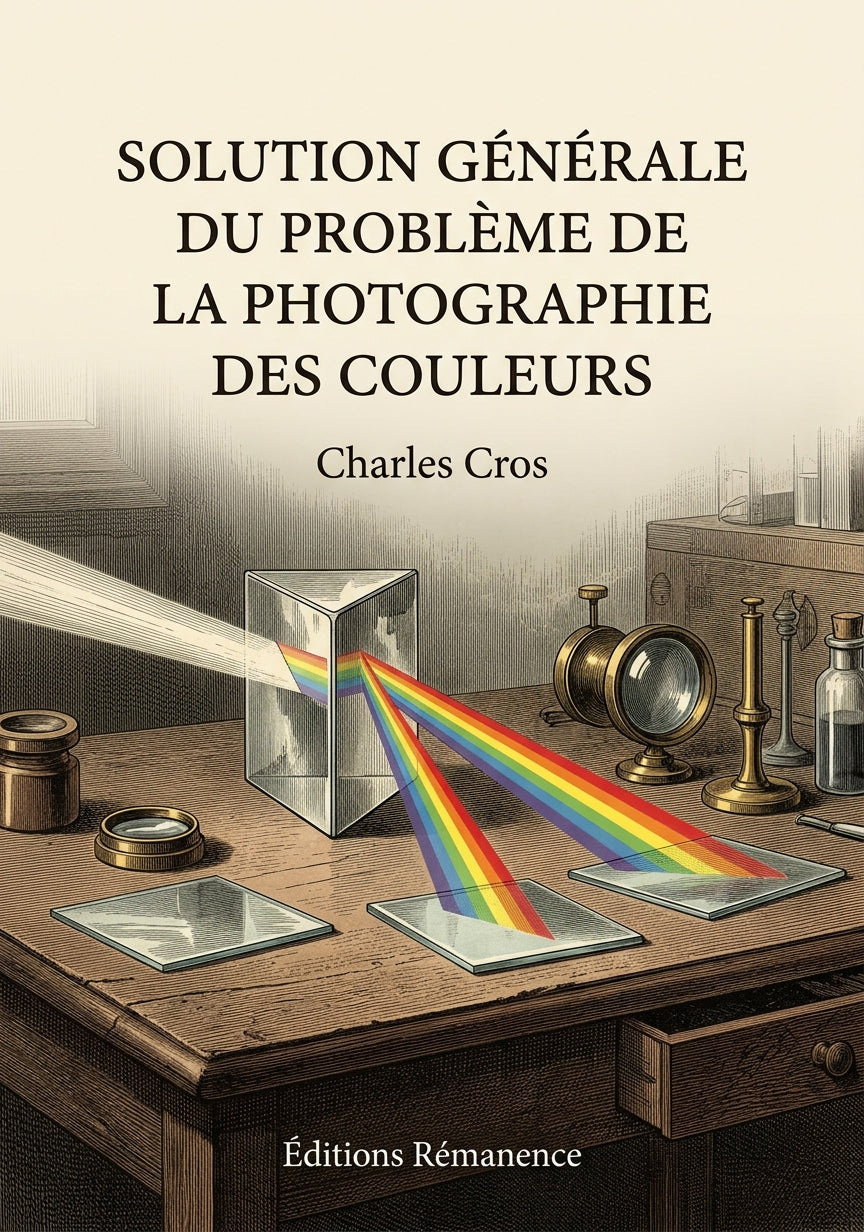 Livre Solution générale du problème de la photographie des couleurs par Charles Cros - Couverture - Editions Remanence