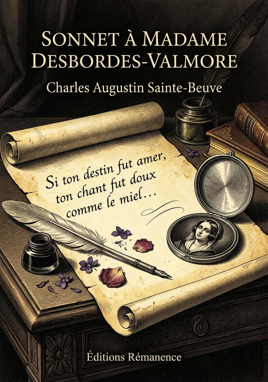 Livre Sonnet à Madame Desbordes-Valmore par Charles Augustin Sainte-Beuve - Couverture - Editions Remanence