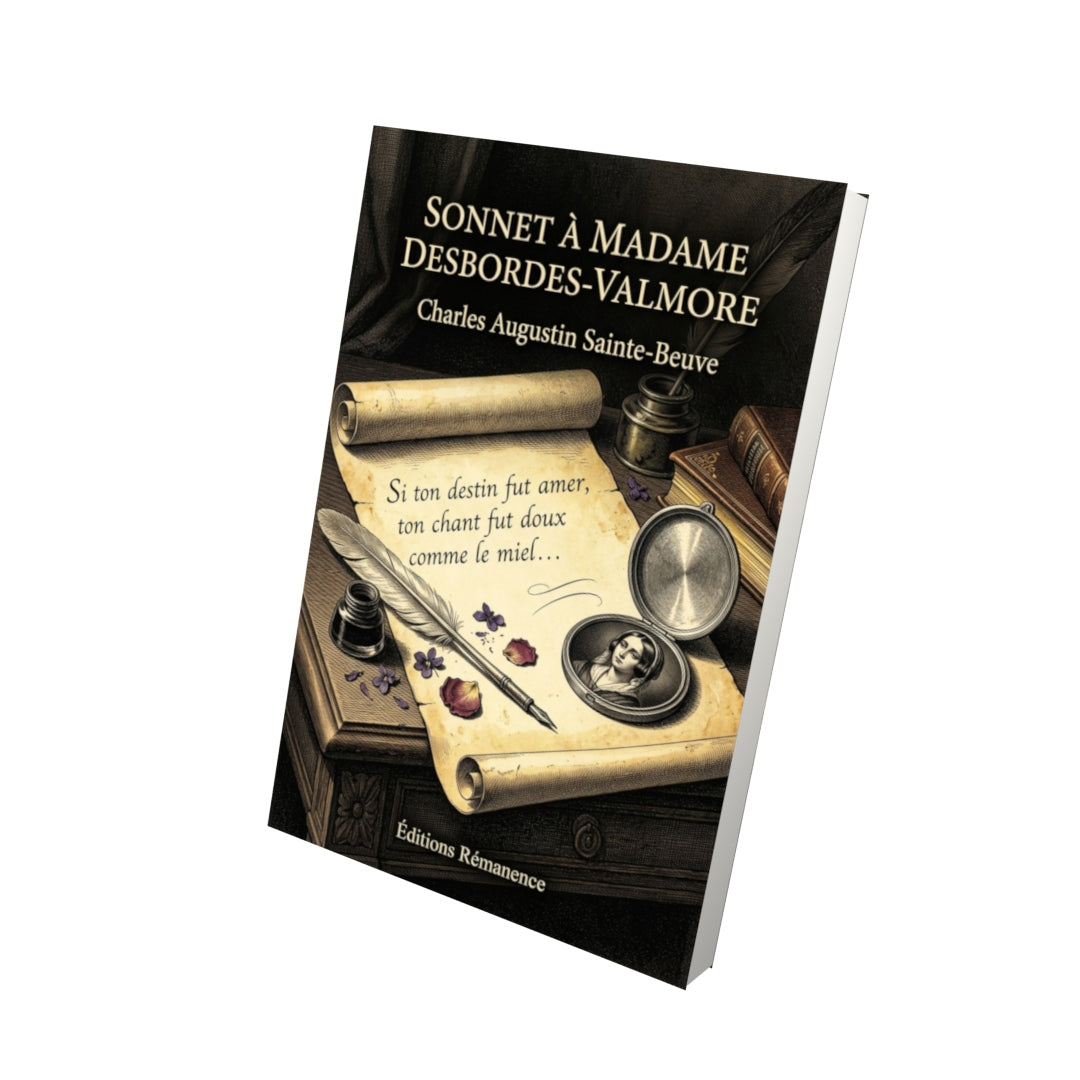 Livre Sonnet à Madame Desbordes-Valmore par Charles Augustin Sainte-Beuve - Vue 3D - Editions Remanence