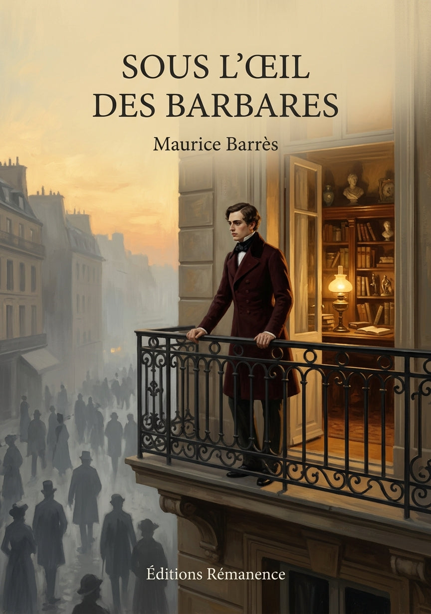 Livre Sous l’œil des barbares par Maurice Barrès - Couverture - Editions Remanence