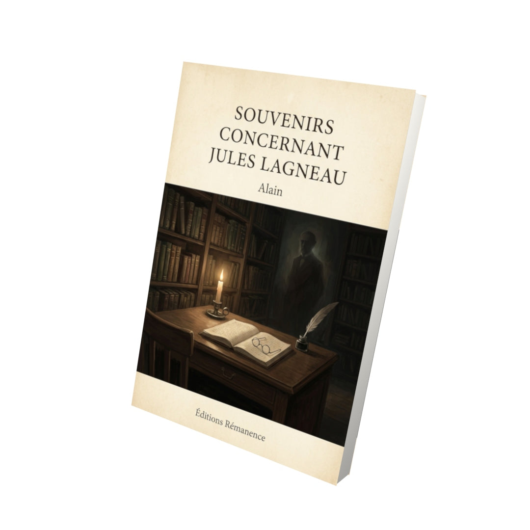 Livre Souvenirs concernant Jules Lagneau - Alain - Vue 3D - Editions Remanence