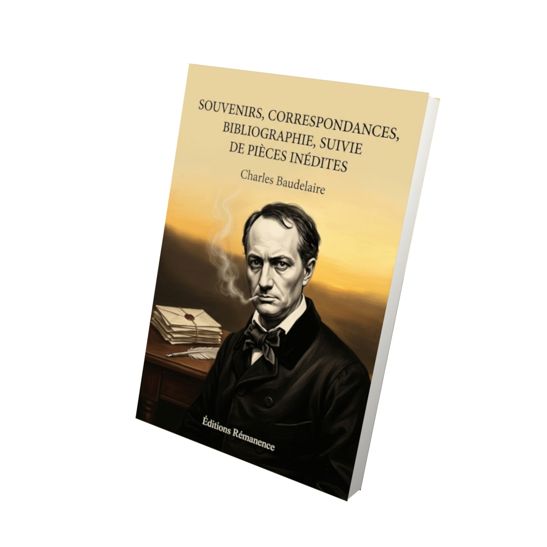 Livre Souvenirs, Correspondances, Bibliographie, suivie de pièces inédites par Charles Baudelaire - Vue 3D - Editions Remanence