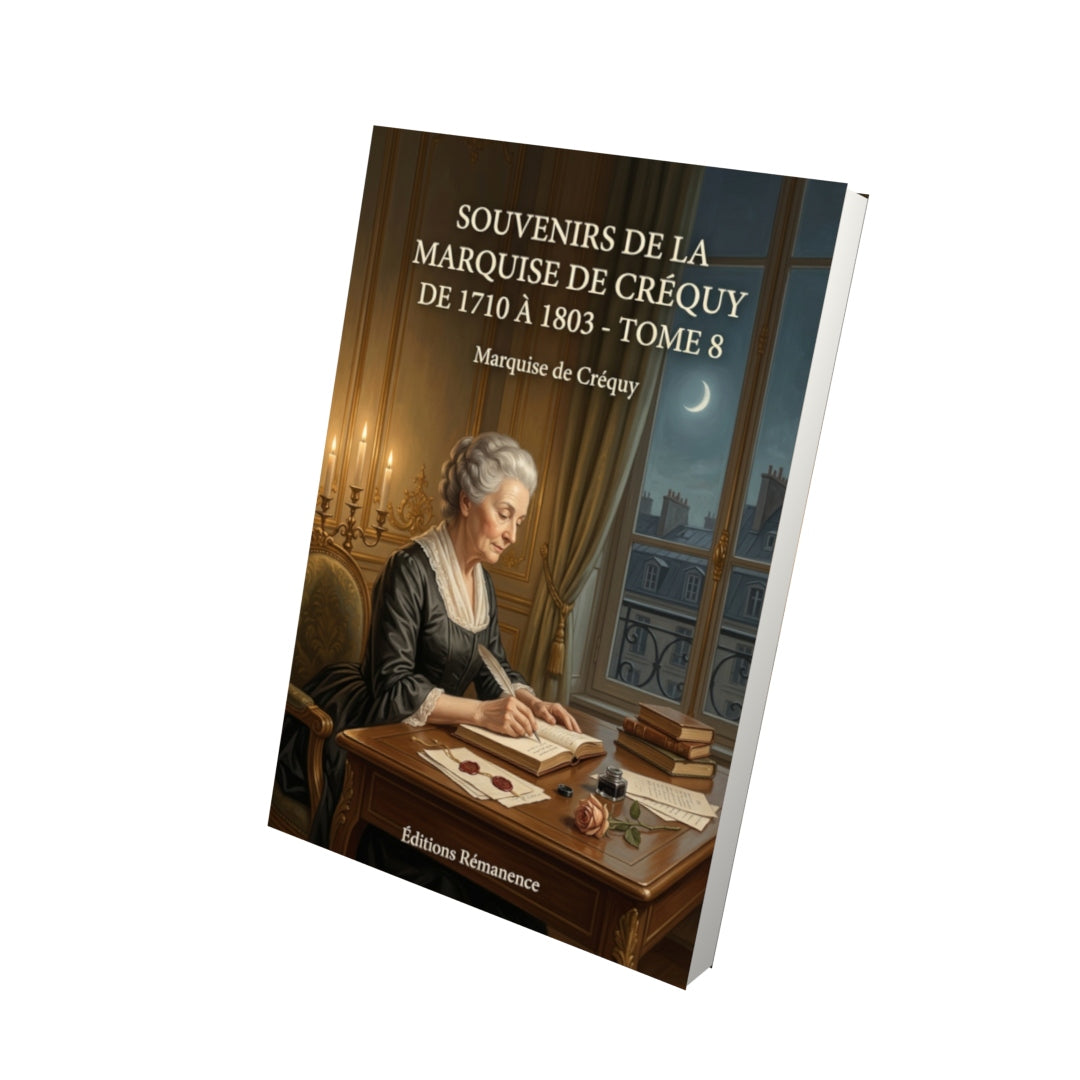 Livre Souvenirs de la Marquise de Créquy de 1710 à 1803 - Tome 8 par Marquise de Créquy - Vue 3D - Editions Remanence