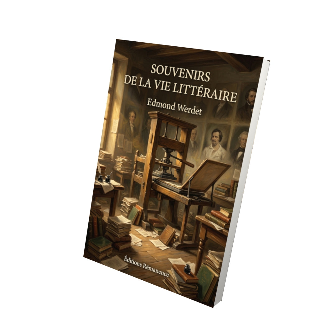 Livre Souvenirs de la vie littéraire par Edmond Werdet - Vue 3D - Editions Remanence