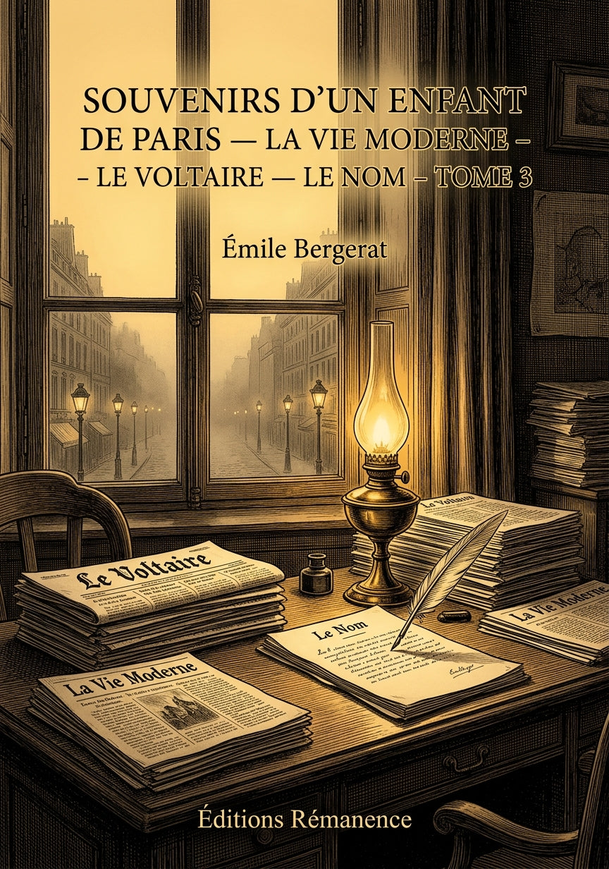 Livre Souvenirs d’un enfant de Paris — La Vie moderne — Le Voltaire — Le Nom - Tome 3 par Émile Bergerat - Couverture - Editions Remanence