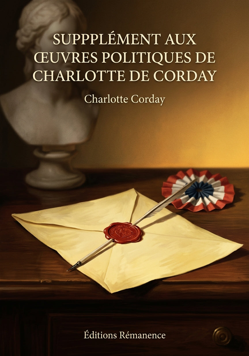 Livre Supplément aux œuvres politiques de Charlotte de Corday par Charlotte Corday - Couverture - Editions Remanence
