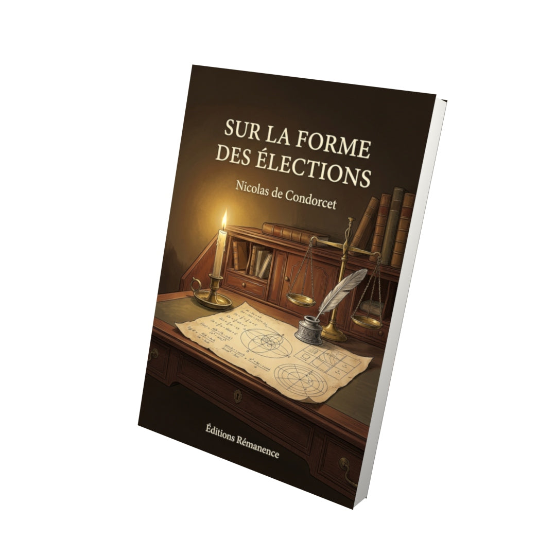 Livre Sur la forme des élections par Nicolas de Condorcet - Vue 3D - Editions Remanence