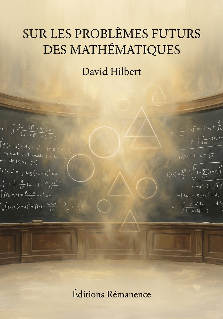 Livre Sur les problèmes futurs des mathématiques par David Hilbert - Couverture - Editions Remanence