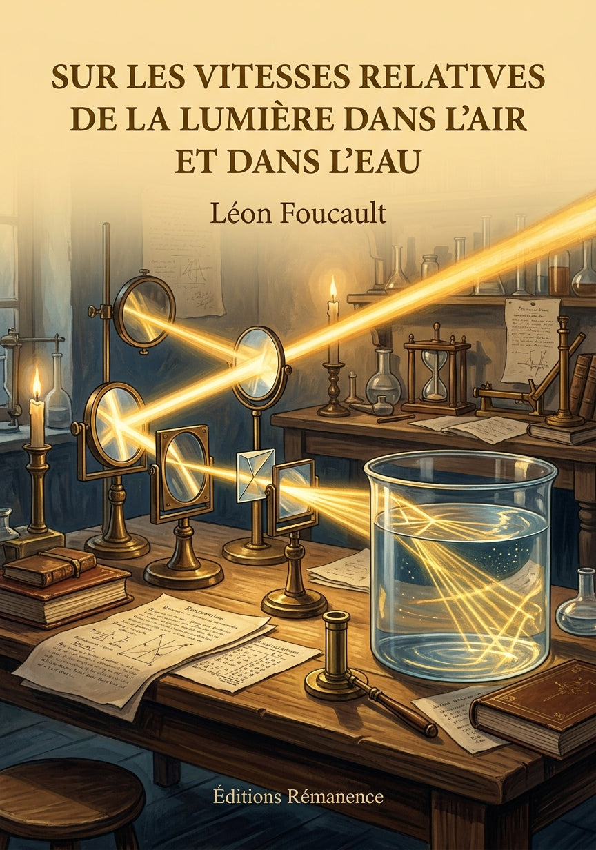 Livre Sur les vitesses relatives de la lumière dans l’air et dans l’eau par Léon Foucault - Couverture - Editions Remanence
