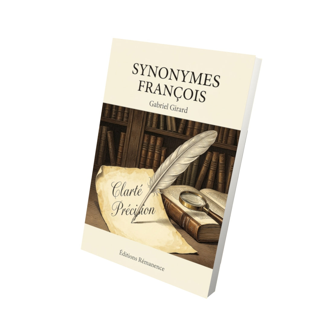 Livre Synonymes françois par Gabriel Girard - Vue 3D - Editions Remanence