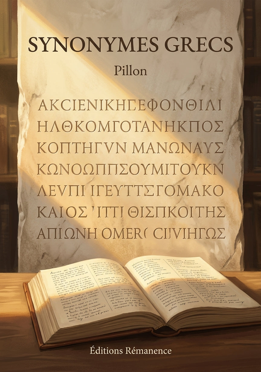 Livre Synonymes grecs par Pillon - Couverture - Editions Remanence