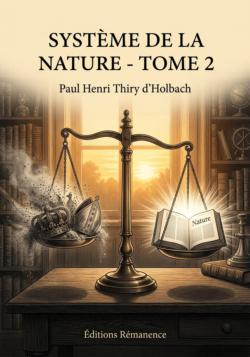 Livre Système de la nature - Tome 2 par Paul Henri Thiry d’Holbach - Couverture - Editions Remanence
