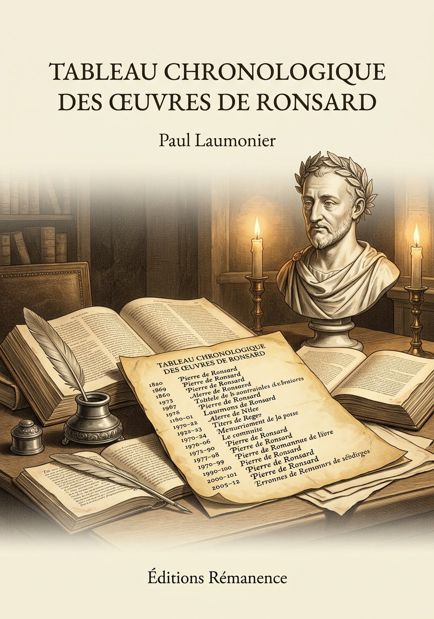 Livre Tableau chronologique des œuvres de Ronsard par Paul Laumonier - Couverture - Editions Remanence