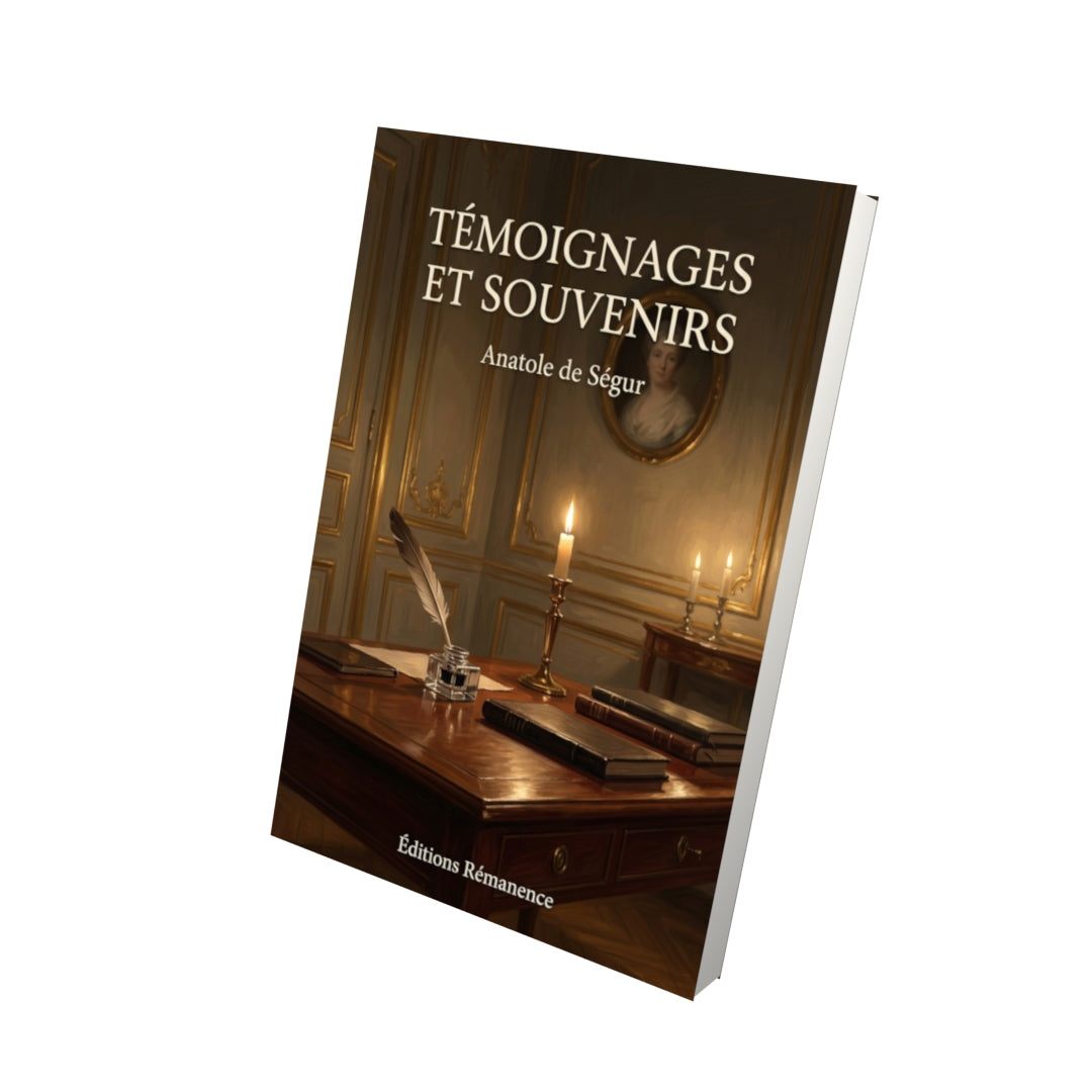 Livre Témoignages et souvenirs par Anatole de Ségur - Vue 3D - Editions Remanence