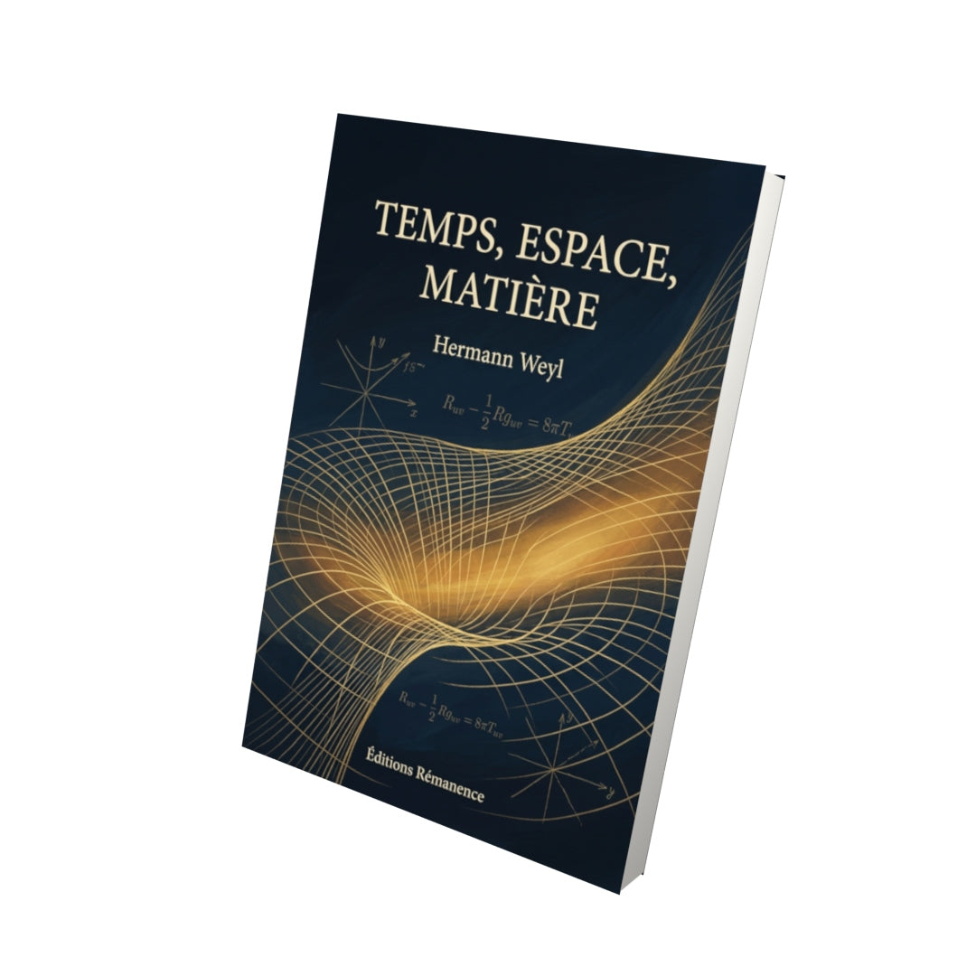 Livre Temps, espace, matière par Hermann Weyl - Vue 3D - Editions Remanence