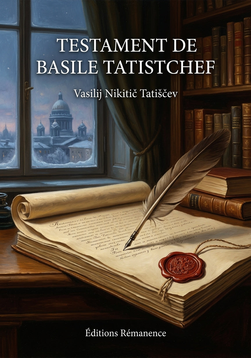 Livre Testament de Basile Tatistchef par Vasilij Nikitič Tatiščev - Couverture - Editions Remanence