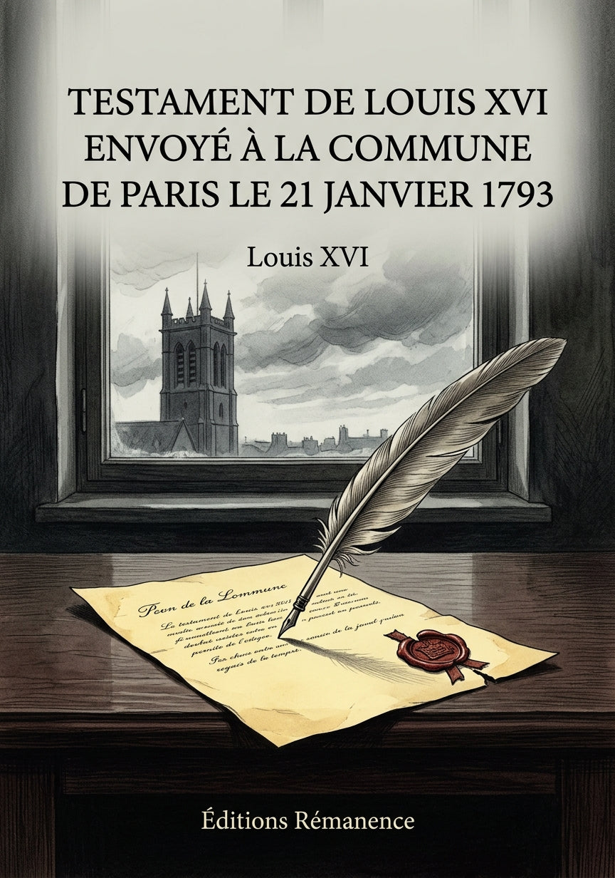 Livre Testament de Louis XVI envoyé à la Commune de Paris le 21 janvier 1793 par Louis XVI - Couverture - Editions Remanence