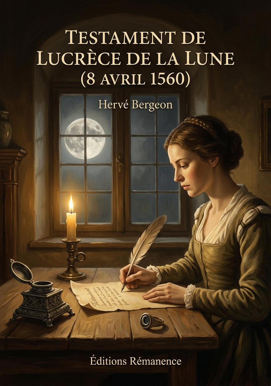 Livre Testament de Lucrèce de La Lune (8 avril 1560) par Hervé Bergeon - Couverture - Editions Remanence