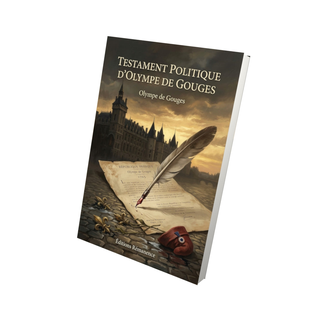 Livre Testament politique d’Olympe de Gouges par Olympe de Gouges - Vue 3D - Editions Remanence