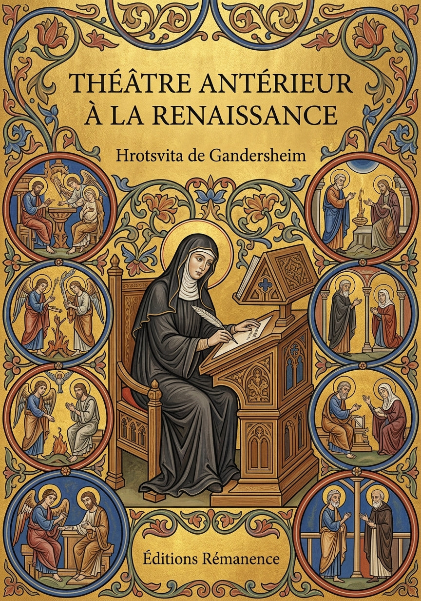 Livre Théâtre antérieur à la Renaissance par Hrotsvita de Gandersheim - Couverture - Editions Remanence