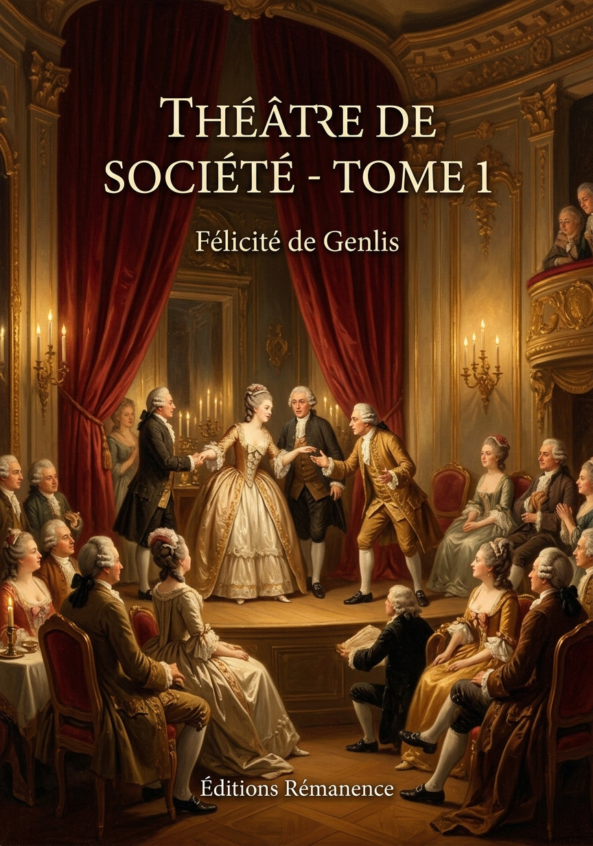Livre Théâtre de société - Tome 1 par Félicité de Genlis - Couverture - Editions Remanence