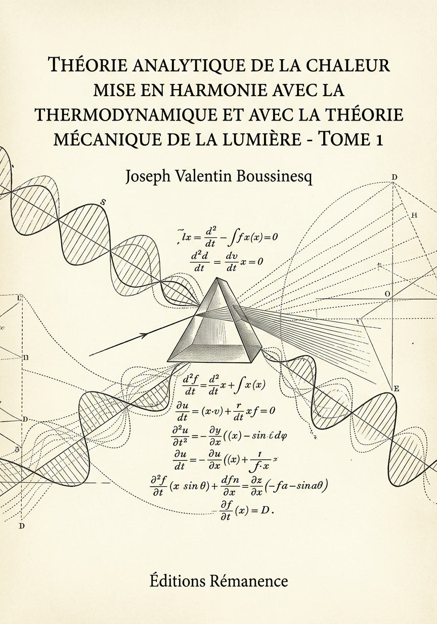 Livre Théorie analytique de la chaleur mise en harmonie avec la thermodynamique et la théorie mécanique de la lumière - Tome 2 par Joseph Valentin Boussinesq - Couverture - Editions Remanence