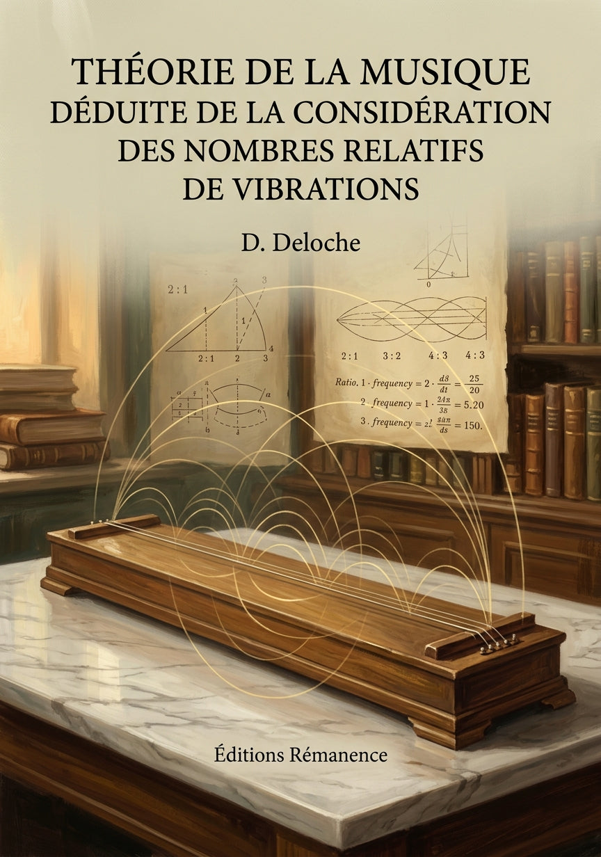 Livre Théorie de la musique déduite de la considération des nombres relatifs de vibrations par D. Deloche - Couverture - Editions Remanence