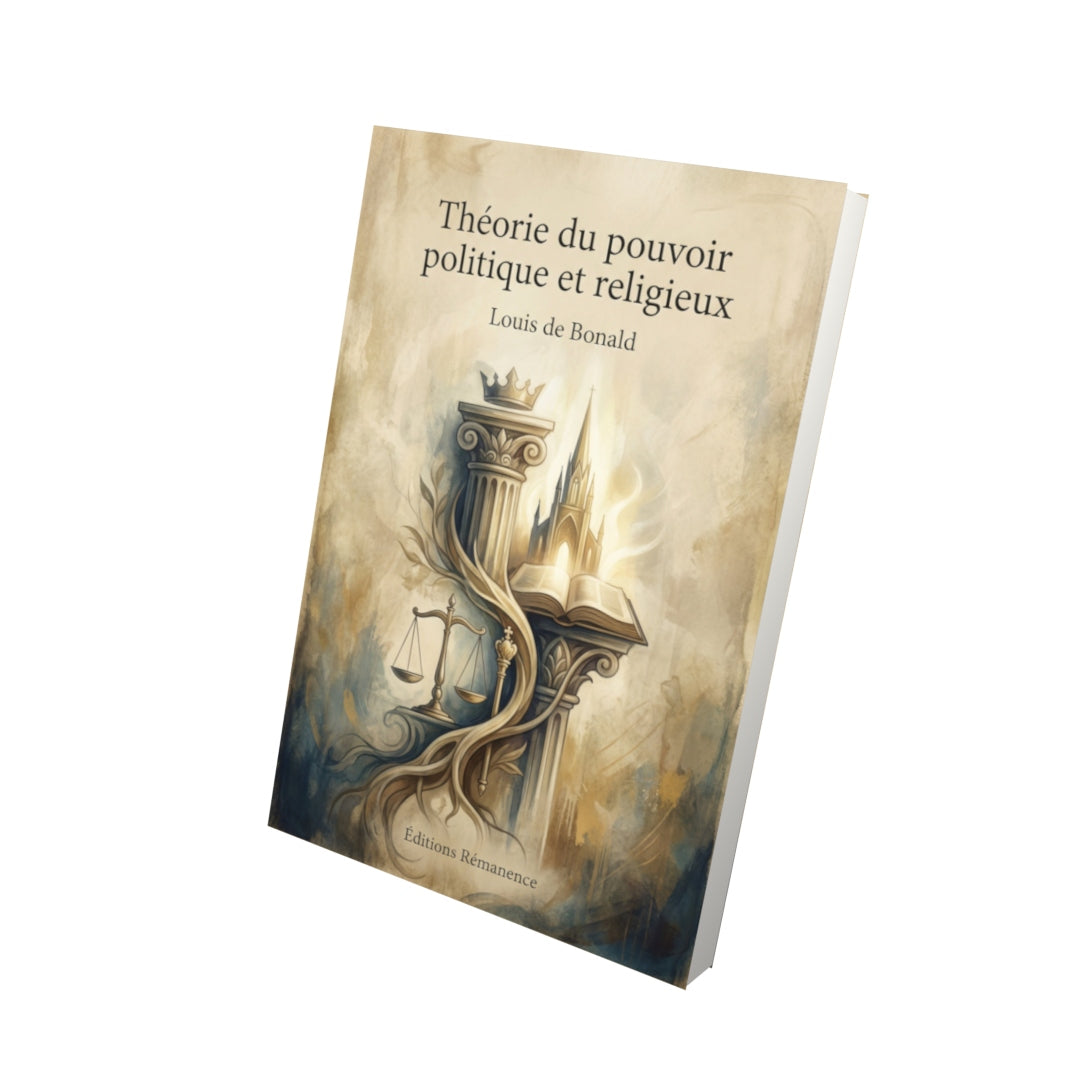 Livre Théorie du pouvoir politique et religieux – Louis de Bonald - Vue 3D - Editions Remanence