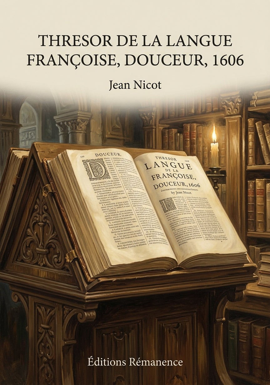 Livre Thresor de la langue françoise, Douceur, 1606 par Jean Nicot - Couverture - Editions Remanence