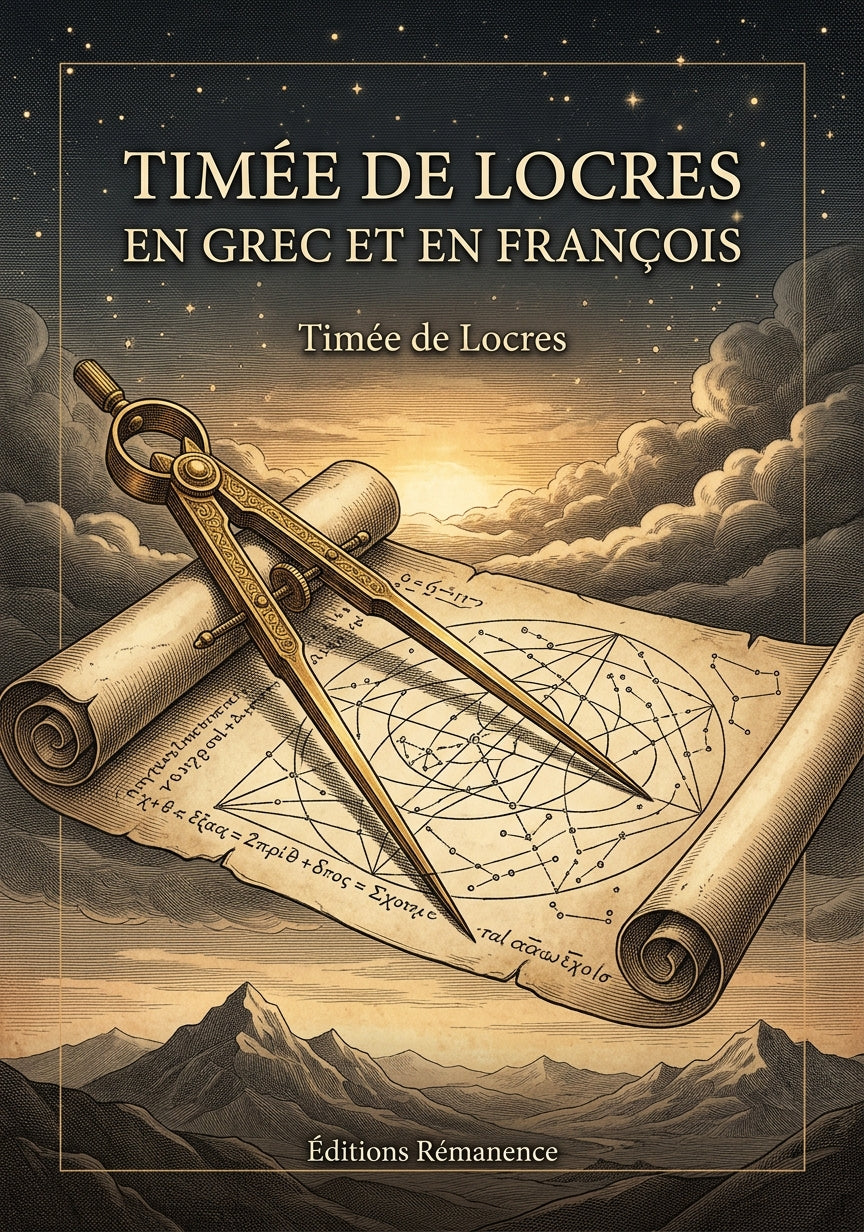 Livre Timée de Locres en grec et en françois par Timée de Locres - Couverture - Editions Remanence