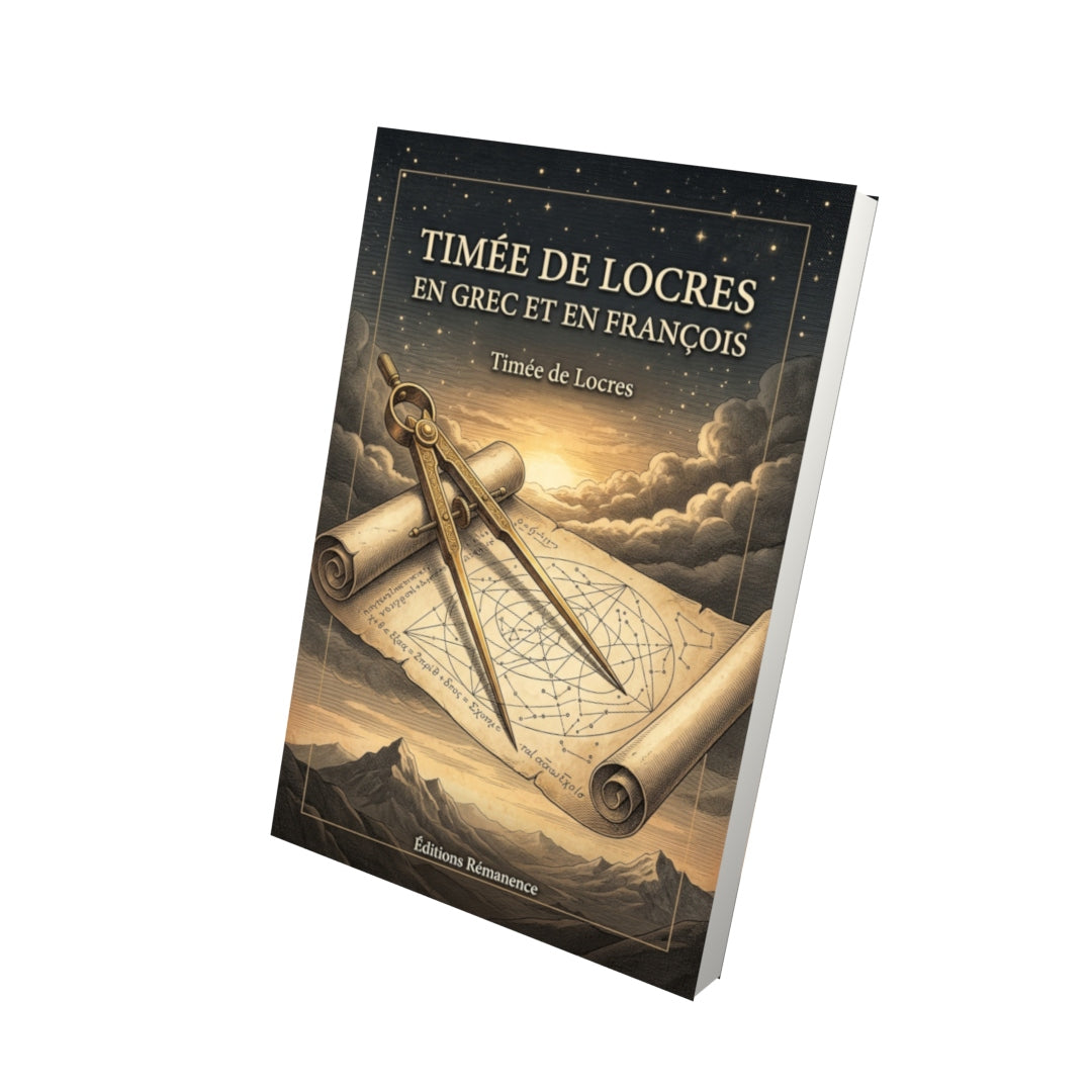 Livre Timée de Locres en grec et en françois par Timée de Locres - Vue 3D - Editions Remanence