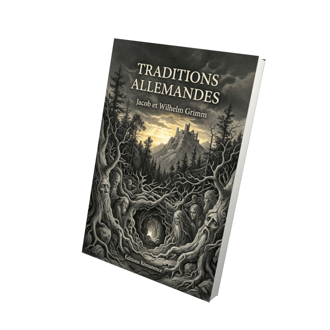 Livre Traditions allemandes par Jacob et Wilhelm Grimm - Vue 3D - Editions Remanence