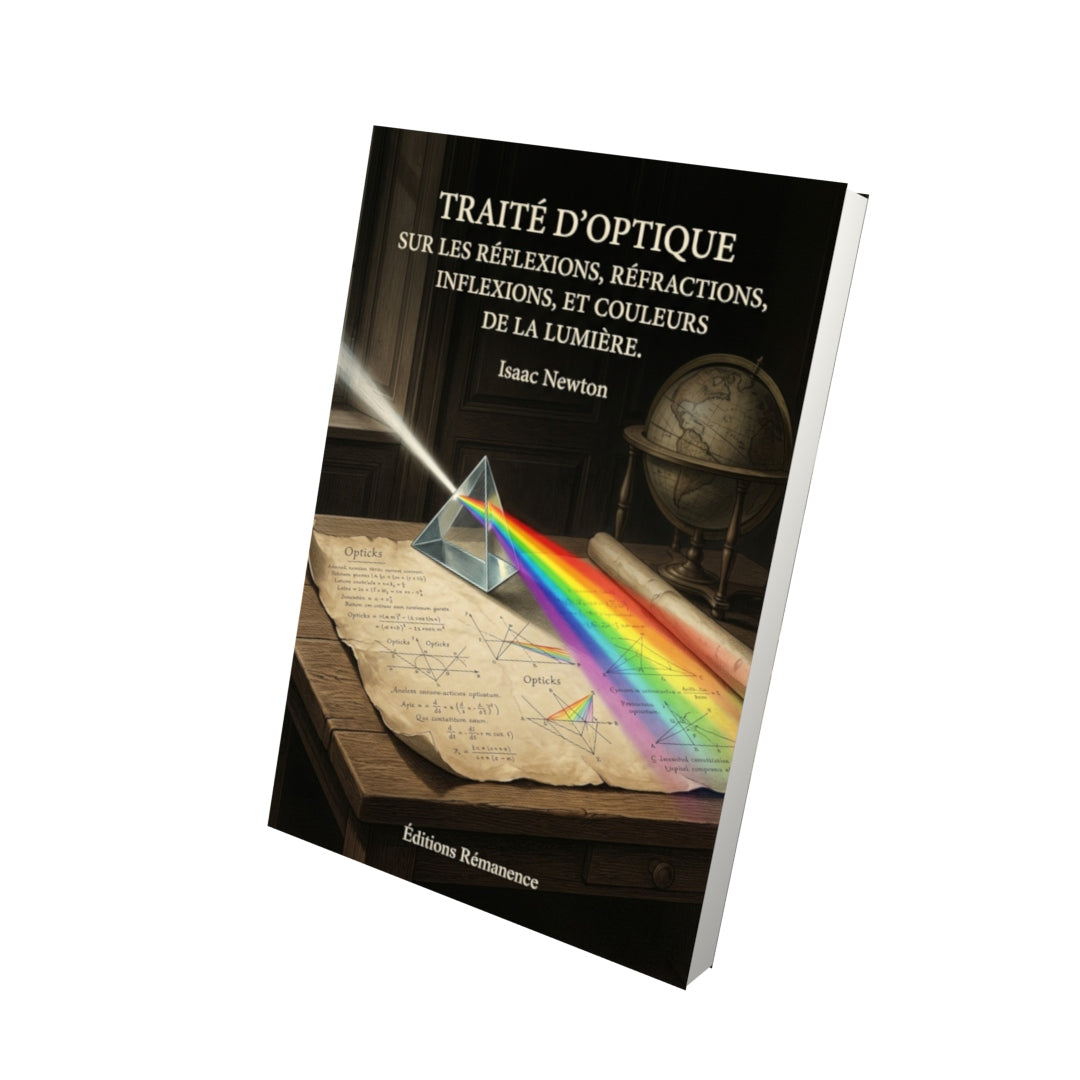 Livre Traité d'optique sur les réflexions, réfractions, inflexions, et couleurs de la lumière. par Isaac Newton - Vue 3D - Editions Remanence