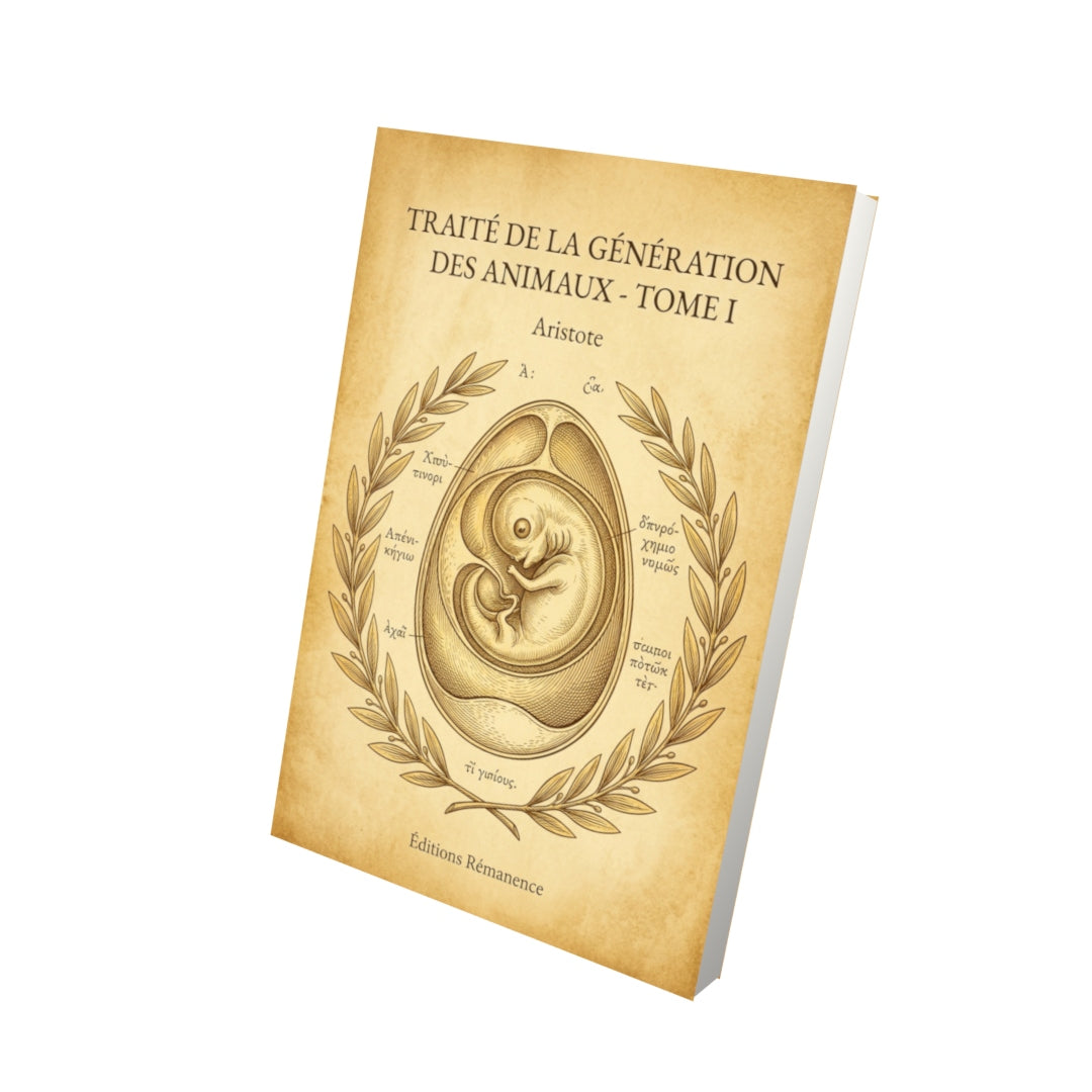 Livre Traité de la génération des animaux - Tome I par Aristote - Vue 3D - Editions Remanence