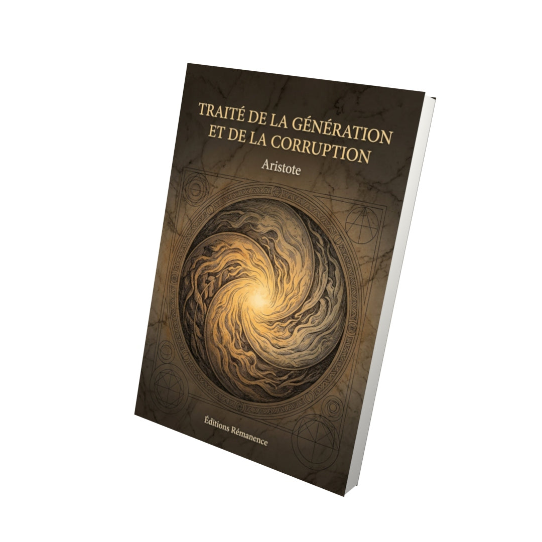 Livre Traité de la génération et de la corruption - Aristote - Vue 3D - Editions Remanence
