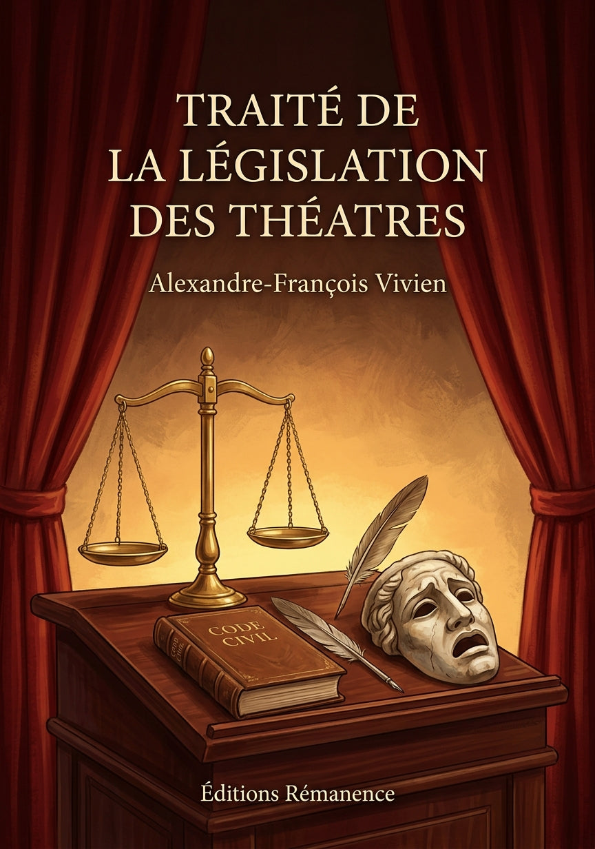 Livre Traité de la législation des théatres par Alexandre-François Vivien - Couverture - Editions Remanence