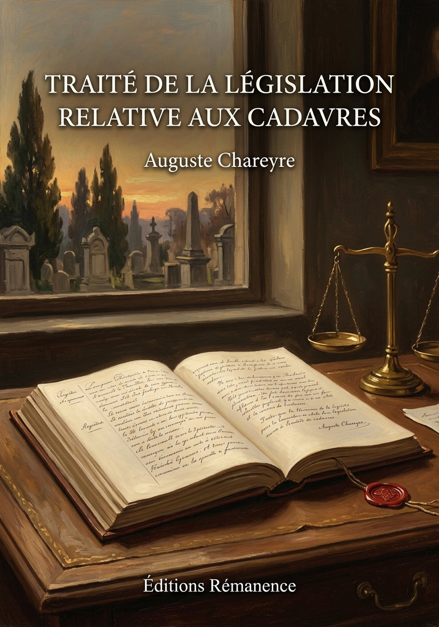 Livre Traité de la législation relative aux cadavres par Auguste Chareyre - Couverture - Editions Remanence