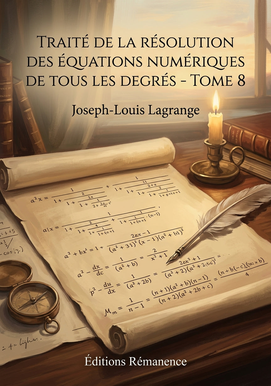 Livre Traité de la résolution des équations numériques de tous les degrés - Tome 8 par Joseph-Louis Lagrange - Couverture - Editions Remanence