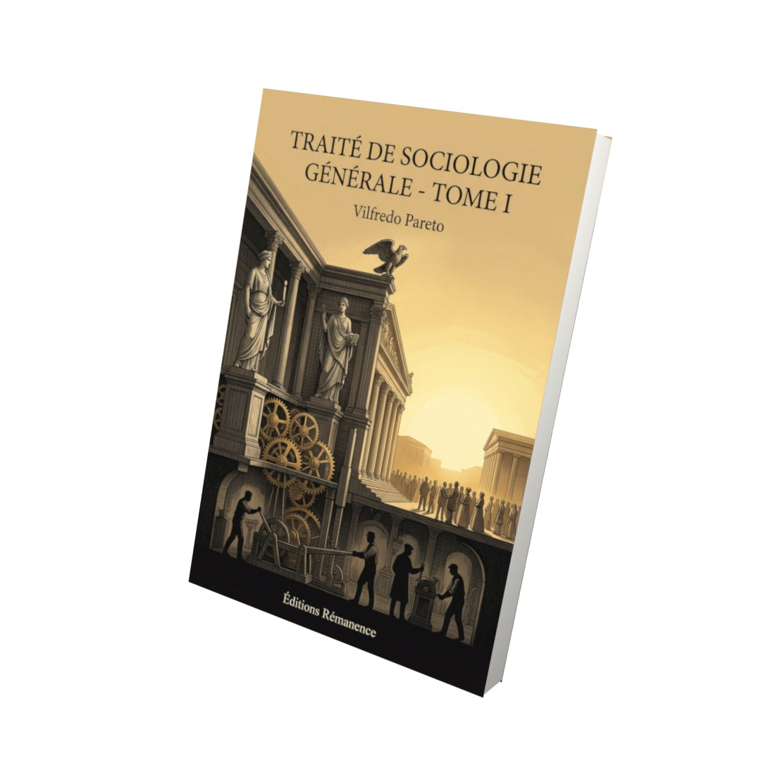 Livre Traité de sociologie générale - Tome I par Vilfredo Pareto - Vue 3D - Editions Remanence