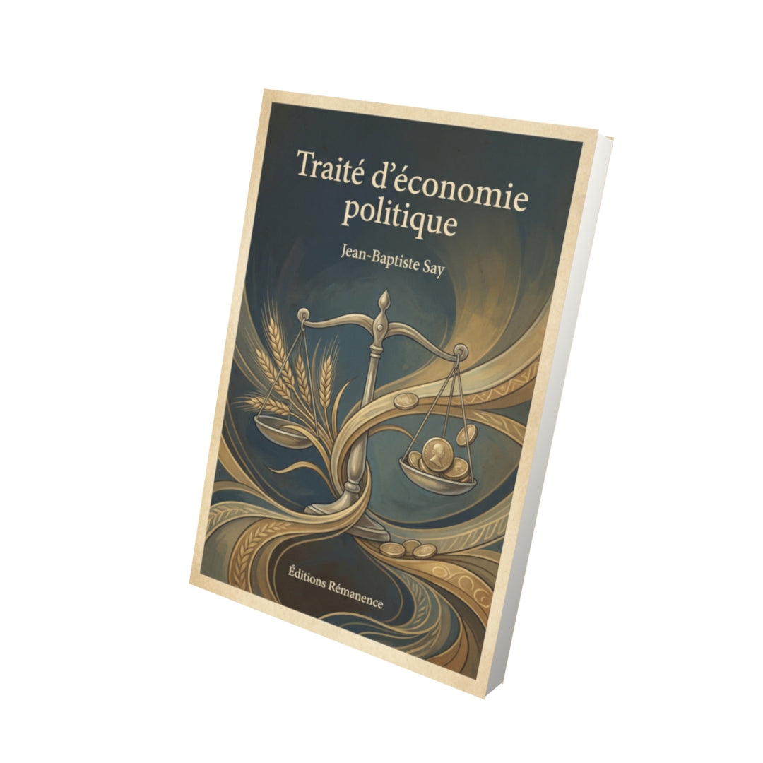 Livre Traité d’économie politique – Jean-Baptiste Say - Vue 3D - Editions Remanence