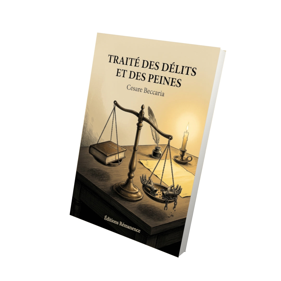Livre Traité des délits et des peines par Cesare Beccaria - Vue 3D - Editions Remanence