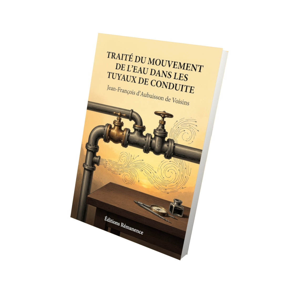 Livre Traité du mouvement de l'eau dans les tuyaux de conduite par Jean-François d'Aubuisson de Voisins - Vue 3D - Editions Remanence