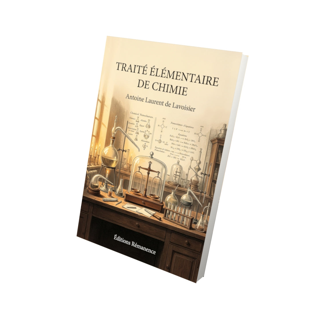 Livre Traité élémentaire de chimie par Antoine Laurent de Lavoisier - Vue 3D - Editions Remanence